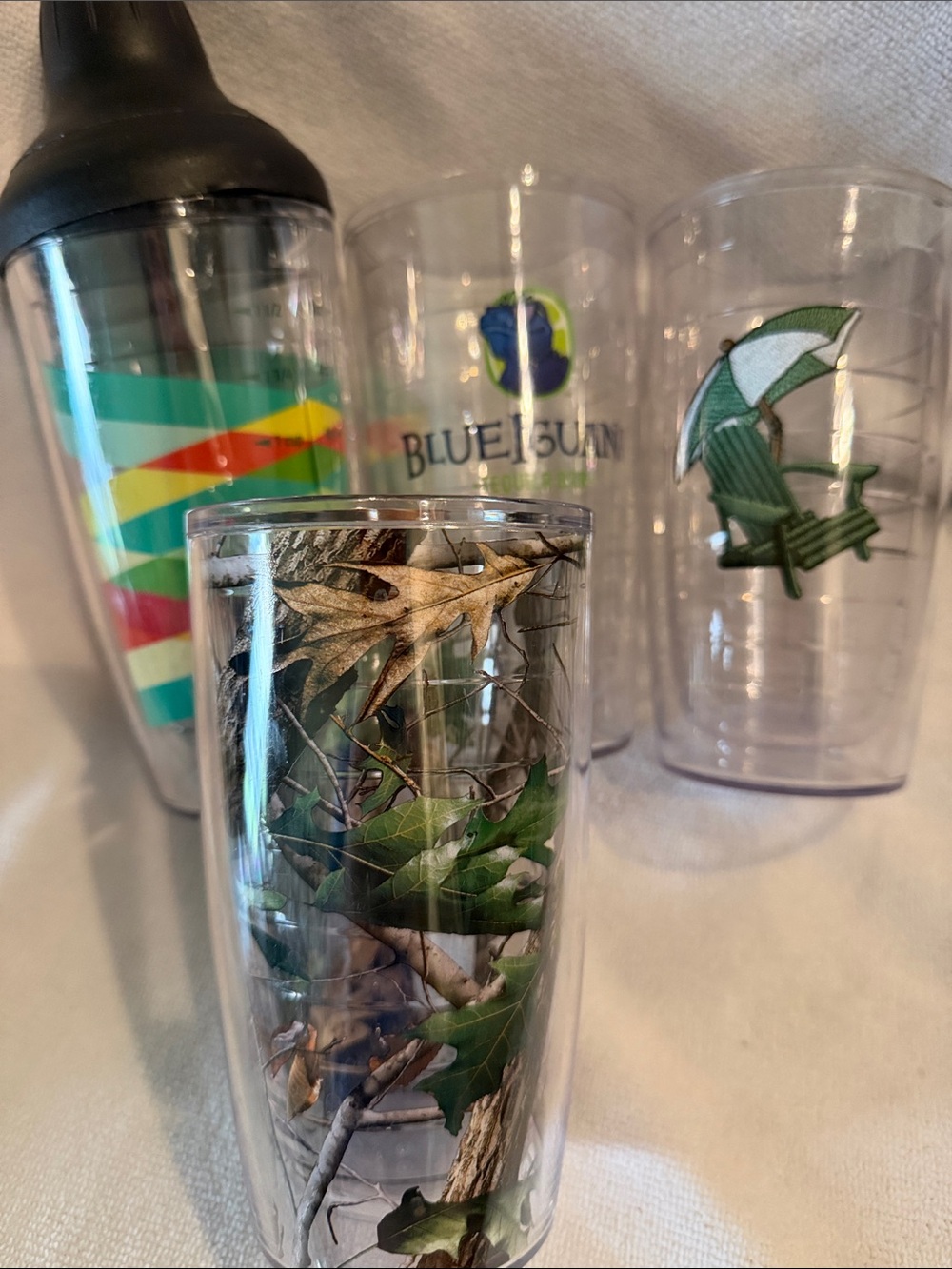 Tetris Clear Tumblers, one is a drink shaker